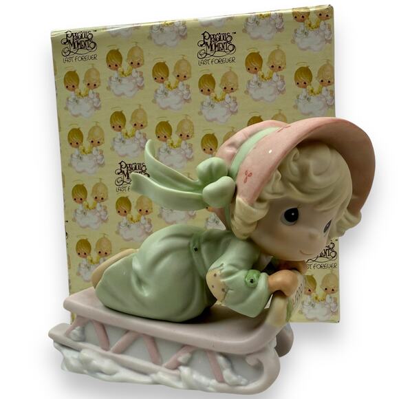 1999 Slide Into The Next Millennium w/Joy PRECIOUS MOMENTS porcelain figurine - Picture 11 of 11